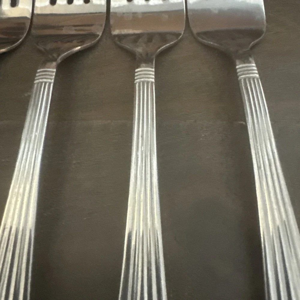 International Symmetry Stainless 6 Salad Forks Replacement Silverware Flatware